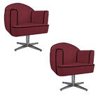 Kit 02 Poltronas Athena Base Giratória Metal Suede - Amarena