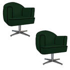 Kit 02 Poltronas Athena Base Giratória Metal Suede - Doce Son