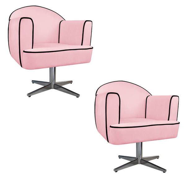 Kit 02 Poltronas Athena Base Giratória Metal Suede - Doce Son