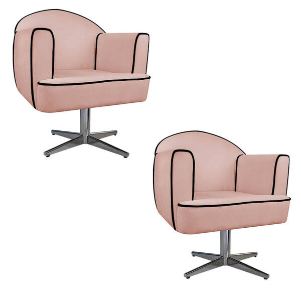 Kit 02 Poltronas Athena Base Giratória Metal Suede - Doce Son