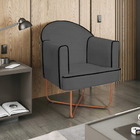 Kit 02 Poltronas Athena Base X Bronze Linho - Cinza Escuro