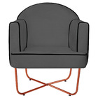 Kit 02 Poltronas Athena Base X Bronze Linho - Cinza Escuro