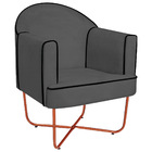 Kit 02 Poltronas Athena Base X Bronze Linho - Cinza Escuro