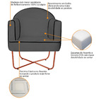 Kit 02 Poltronas Athena Base X Bronze Linho - Cinza Escuro