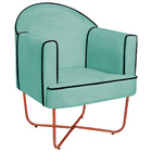 Kit 02 Poltronas Athena Base X Bronze Suede - Azul Tiffany