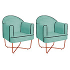 Kit 02 Poltronas Athena Base X Bronze Suede - Azul Tiffany