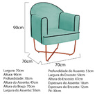 Kit 02 Poltronas Athena Base X Bronze Suede - Azul Tiffany