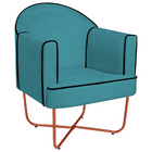 Kit 02 Poltronas Athena Base X Bronze Suede - Azul Turquesa