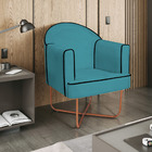 Kit 02 Poltronas Athena Base X Bronze Suede - Azul Turquesa