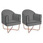 Kit 02 Poltronas Athena Base X Bronze Suede - Cinza