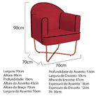 Kit 02 Poltronas Athena Base X Bronze Suede - Vermelho