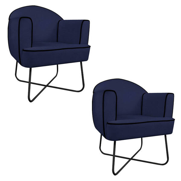 Kit 02 Poltronas Athena Base X Corano - Amarena Móveis - Azul