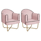 Kit 02 Poltronas Athena Base X Dourada Corano - Rosa Bebê