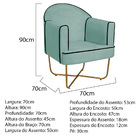 Kit 02 Poltronas Athena Base X Dourada Linho - Azul Turquesa