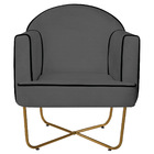 Kit 02 Poltronas Athena Base X Dourada Linho - Cinza Escuro