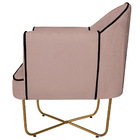 Kit 02 Poltronas Athena Base X Dourada Linho - Rosê