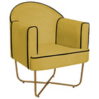 Kit 02 Poltronas Athena Base X Dourada Suede - Amarelo