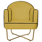 Kit 02 Poltronas Athena Base X Dourada Suede - Amarelo