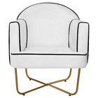 Kit 02 Poltronas Athena Base X Dourada Suede - Branco