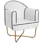 Kit 02 Poltronas Athena Base X Dourada Suede - Branco