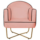 Kit 02 Poltronas Athena Base X Dourada Suede - Coral