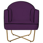 Kit 02 Poltronas Athena Base X Dourada Suede - Roxo