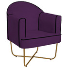 Kit 02 Poltronas Athena Base X Dourada Suede - Roxo