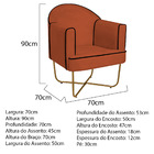 Kit 02 Poltronas Athena Base X Dourada Suede - Terracota