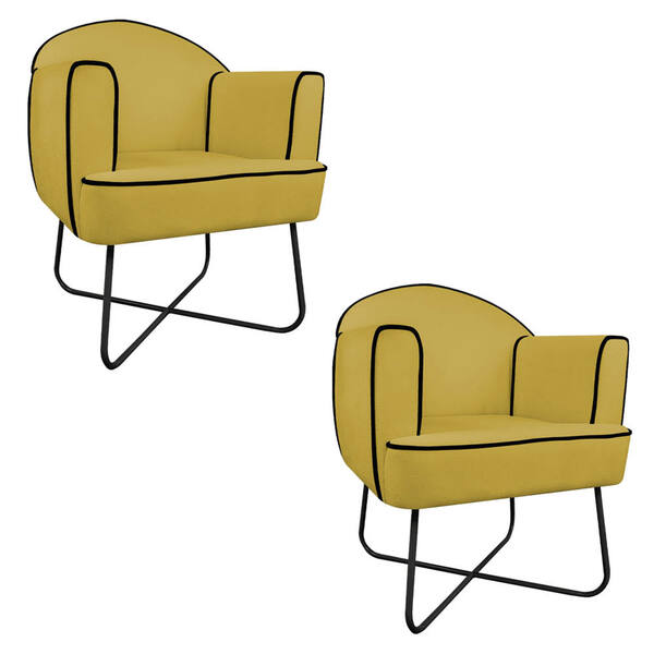 Kit 02 Poltronas Athena Base X Suede - Doce Sonho Móveis - Am