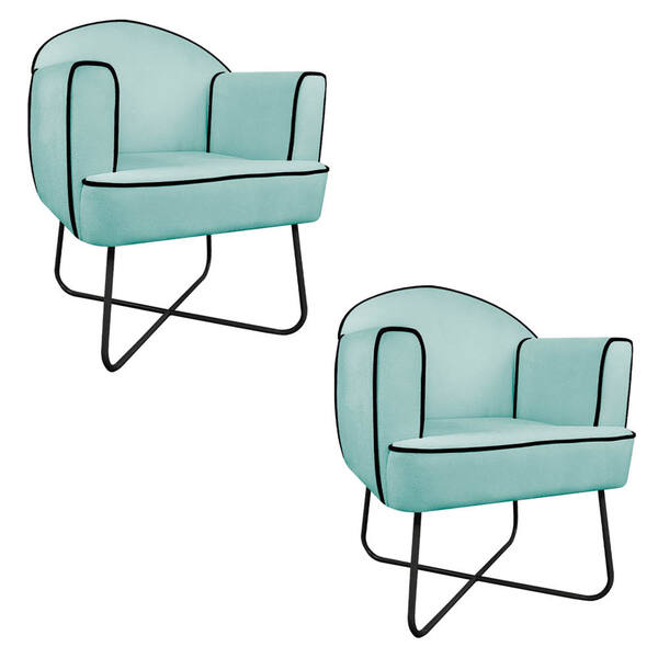 Kit 02 Poltronas Athena Base X Suede - Doce Sonho Móveis - Az