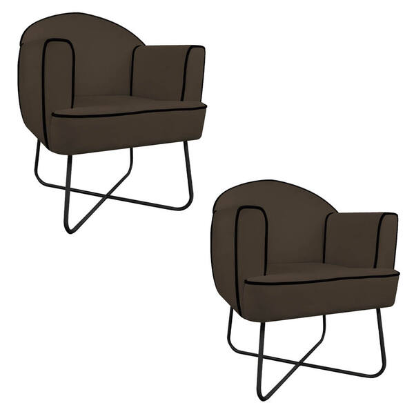 Kit 02 Poltronas Athena Base X Suede - Doce Sonho Móveis - Ma