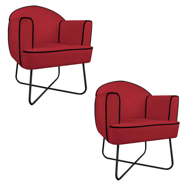 Kit 02 Poltronas Athena Base X Suede - Doce Sonho Móveis - Ve