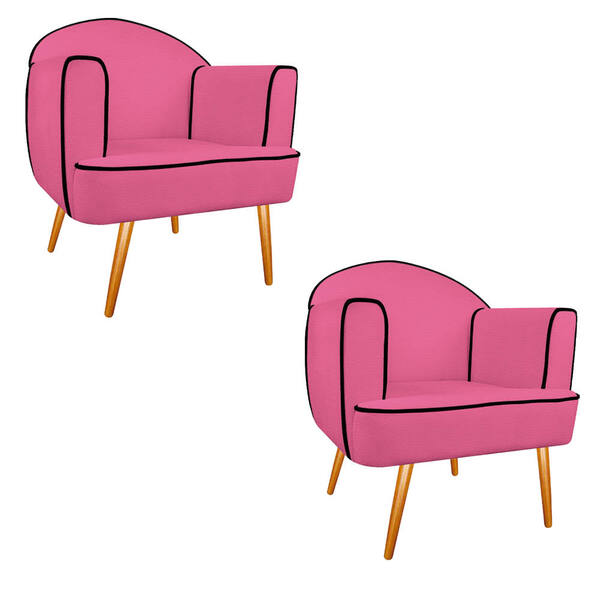 Kit 02 Poltronas Athena Pés Palito Corano - Doce Sonho Móveis