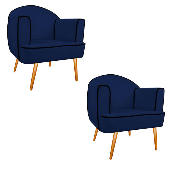 Kit 02 Poltronas Athena Pés Palito Suede - Amarena Móveis - A