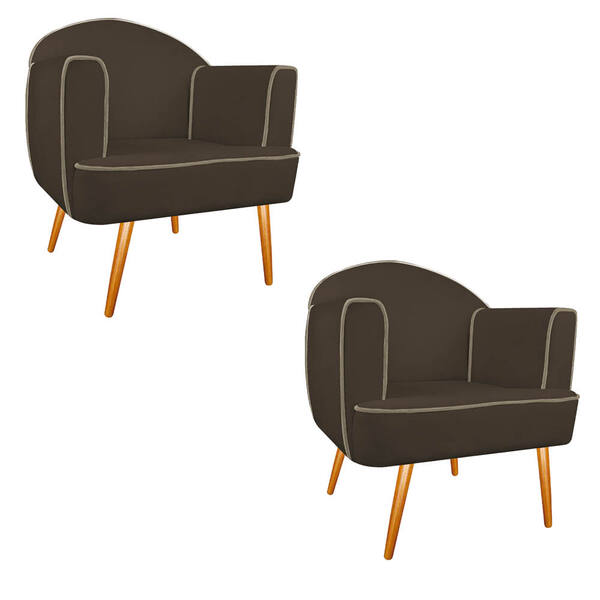 Kit 02 Poltronas Athena Pés Palito Suede - Doce Sonho Móveis