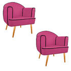 Kit 02 Poltronas Athena Pés Palito Suede - Doce Sonho Móveis