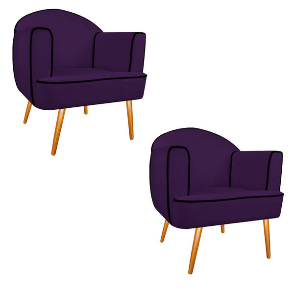 Kit 02 Poltronas Athena Pés Palito Suede - Doce Sonho Móveis