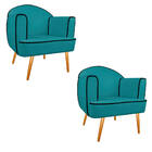 Kit 02 Poltronas Athena Pés Palito Suede - Doce Sonho Móveis