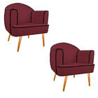 Kit 02 Poltronas Athena Pés Palito Suede - Doce Sonho Móveis