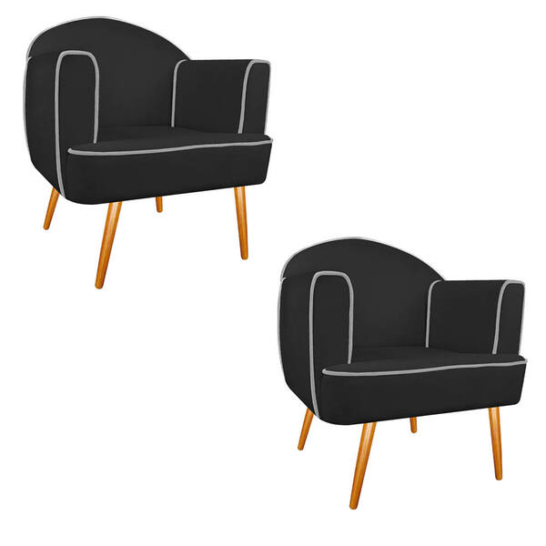 Kit 02 Poltronas Athena Pés Palito Suede - Doce Sonho Móveis