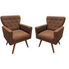 Kit 02 Poltronas Aurora Suede Marrom