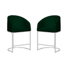 Kit 02 Poltronas Banqueta Decorativa Estofada Tecido Veludo B