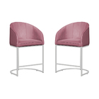 Kit 02 Poltronas Banqueta Decorativa Estofada Tecido Veludo B