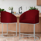 Kit 02 Poltronas Banqueta Decorativa Estofada Tecido Veludo B