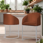 Kit 02 Poltronas Banqueta Decorativa Estofada Tecido Veludo B