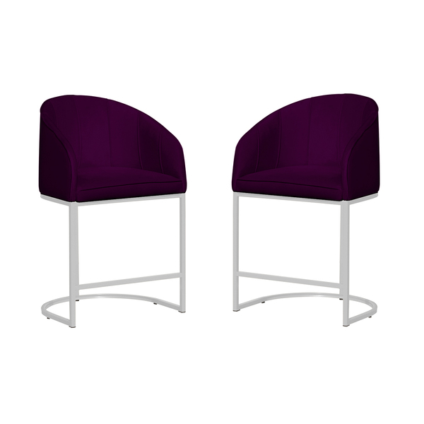 Kit 02 Poltronas Banqueta Decorativa Estofada Tecido Veludo B