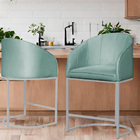 Kit 02 Poltronas Banqueta Decorativa Estofada Tecido Veludo B