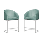 Kit 02 Poltronas Banqueta Decorativa Estofada Tecido Veludo B