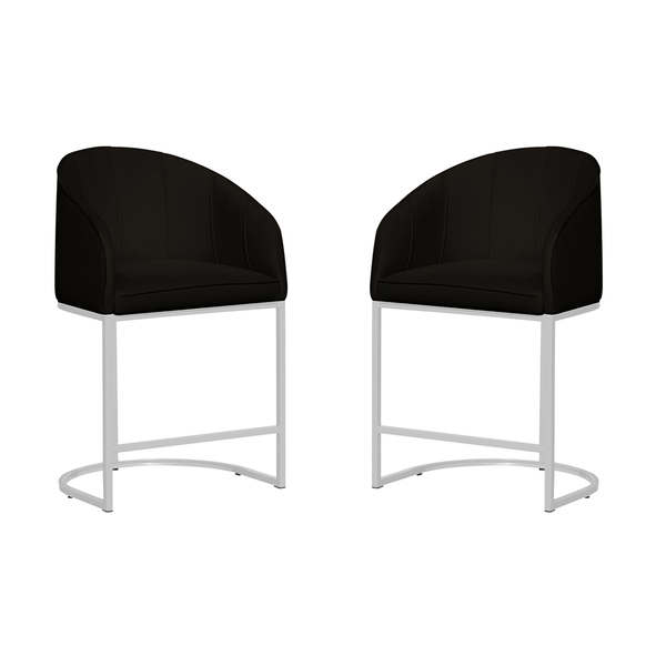 Kit 02 Poltronas Banqueta Decorativa Estofada Tecido Veludo B