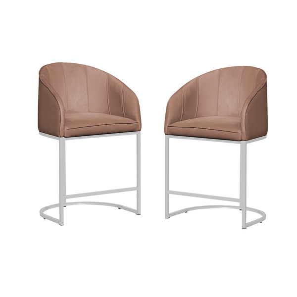 Kit 02 Poltronas Banqueta Decorativa Estofada Tecido Veludo B